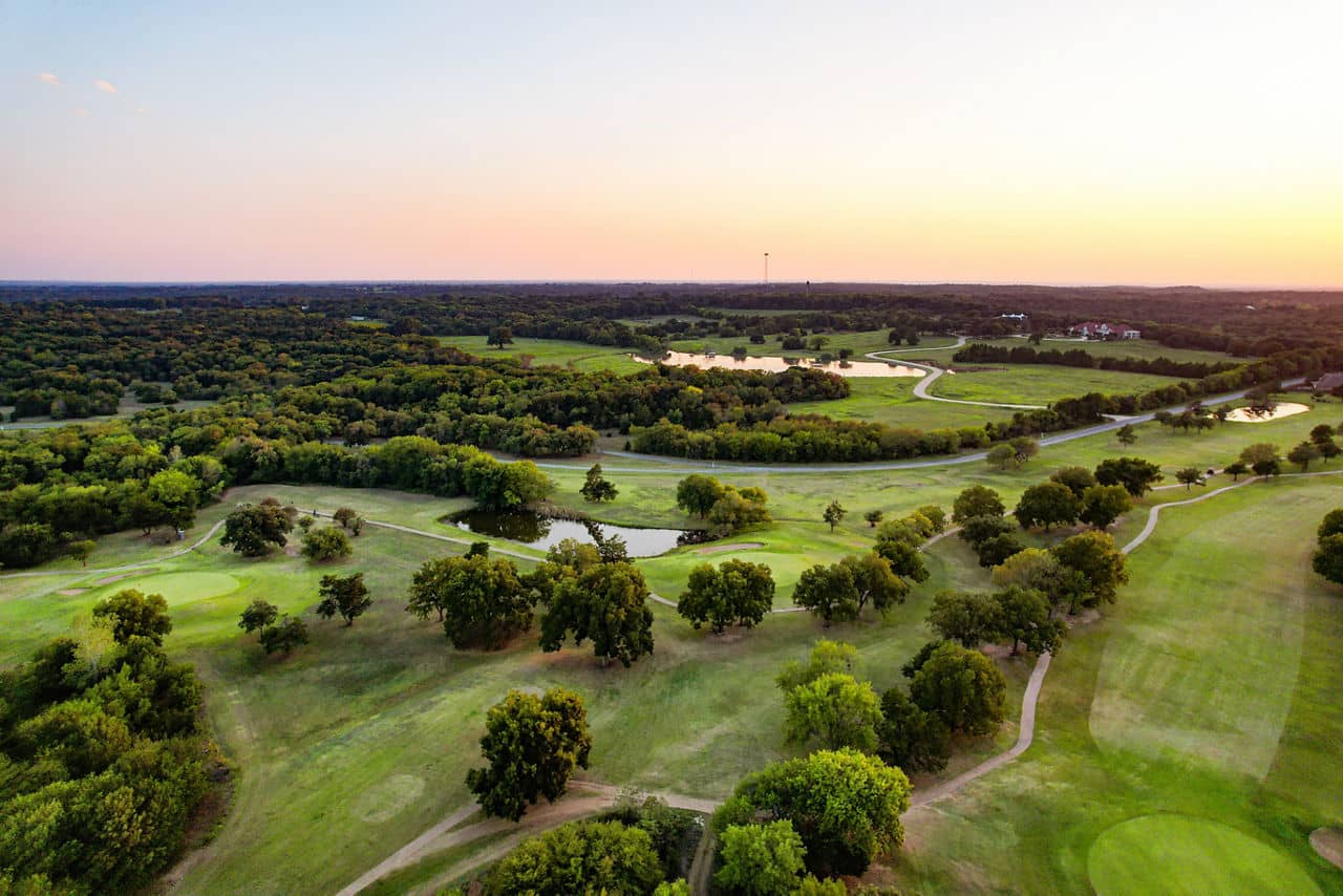 aerial view of a golf course near Houston